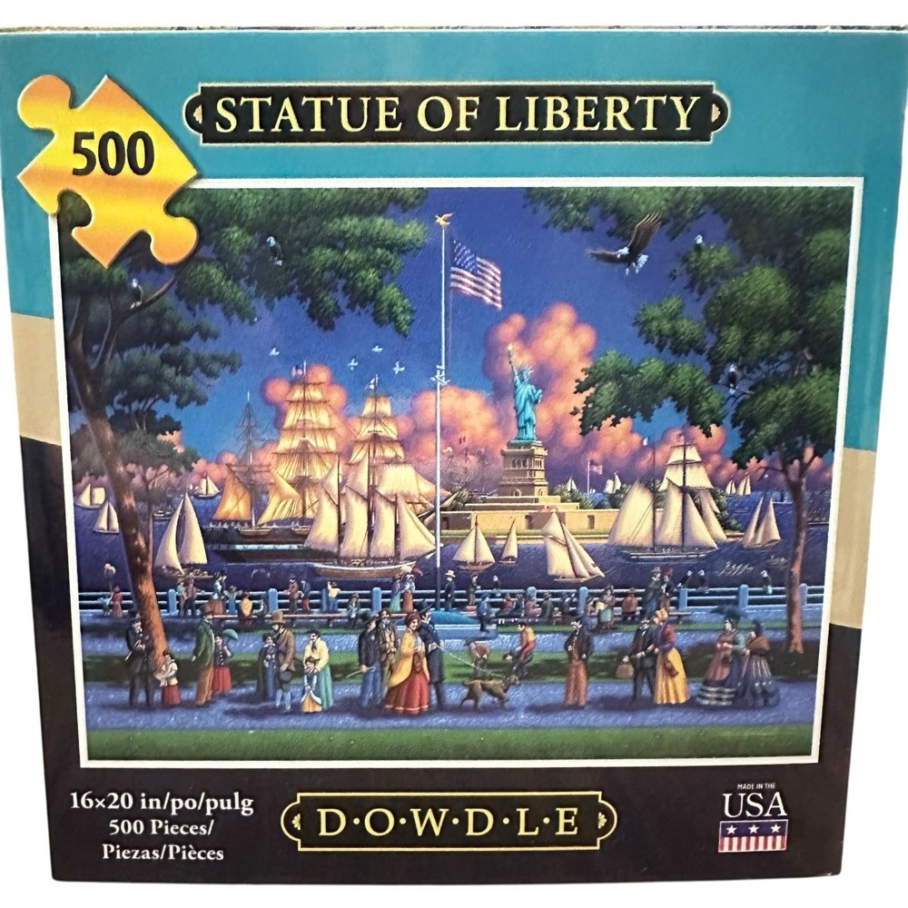 Vintage Dowdle Folk Art "Statue of Liberty" NYC‎ USA Puzzle 500 Pieces 16" x 20"